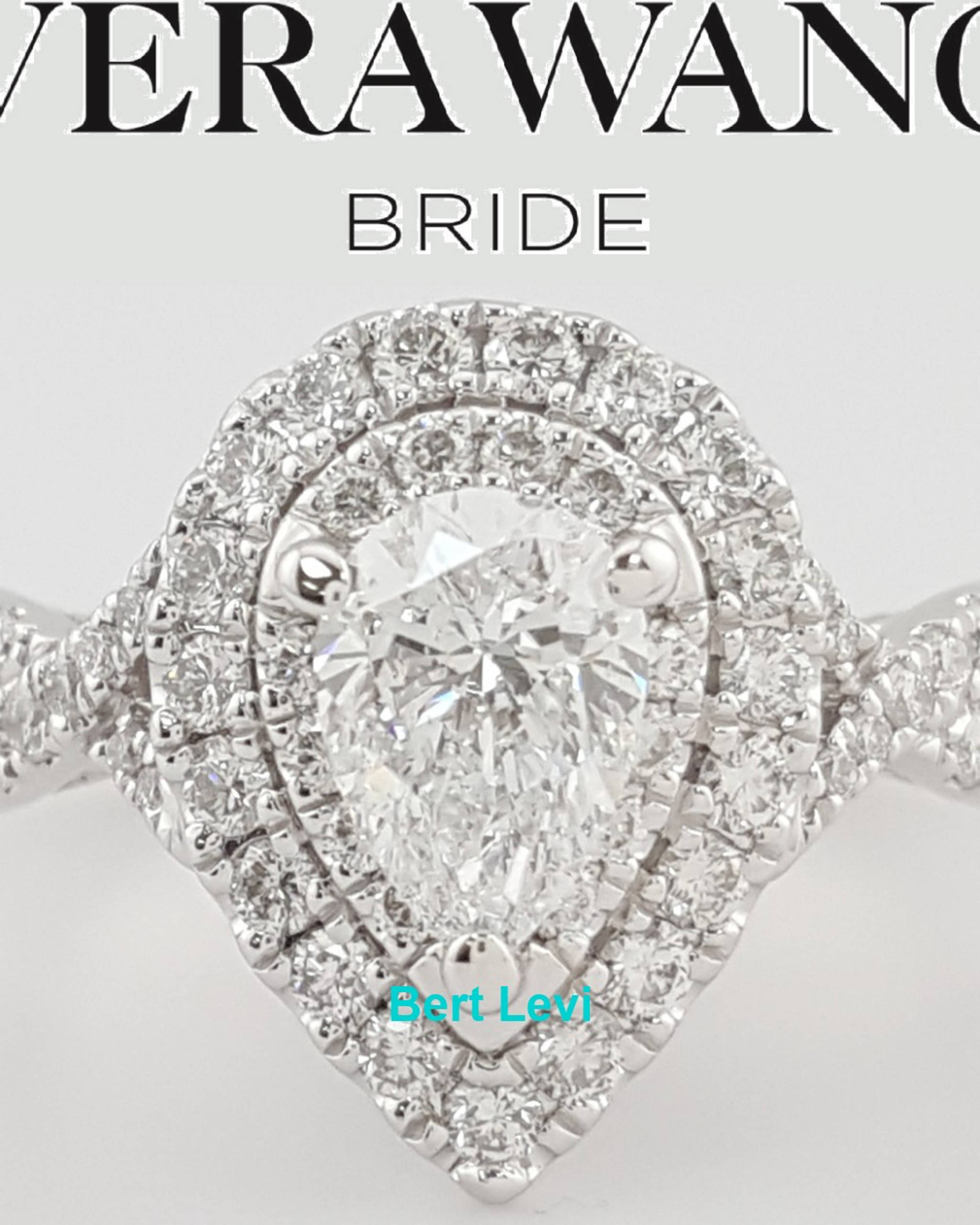 Vera Wang Love Pear Diamond Double Halo Twist Engagement Ring 1.63 ct $7,229