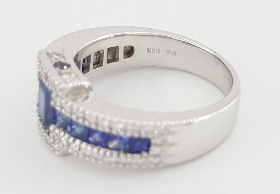 Thumbnail: Emerald Cut Blue Sapphire & Diamond Ring in 18K White Gold 2.45 ct Rtl $6,500