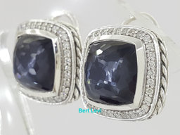 David Yurman Sterling Silver Albion 11mm Hematite & Diamond Clip-On Earrings