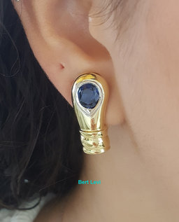 Pablo Sapphire & Diamond Vintage Earrings 1.7 ct 18K Gold 16.3 Grams