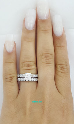 Shane Co. 2.08 ct Radiant Diamond 14K Gold Engagement Ring Wedding Set Rtl $9k