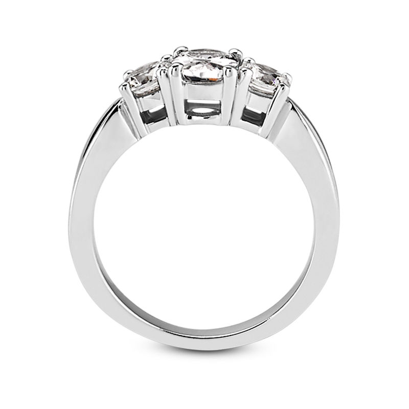 Thumbnail: Ladies 14KT White Gold Platinum Three Stones Engagement Ring ENR308-10x8