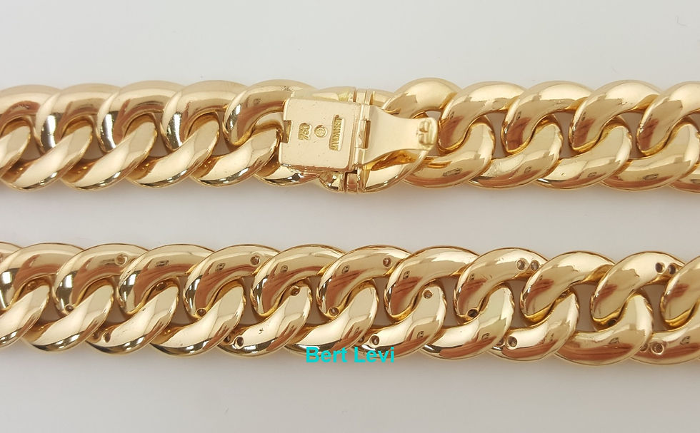 Thumbnail: Diamond Cuban Chain Necklace 6 ct 18K Yellow Gold Germany 13.5 mm 244.5 Grams