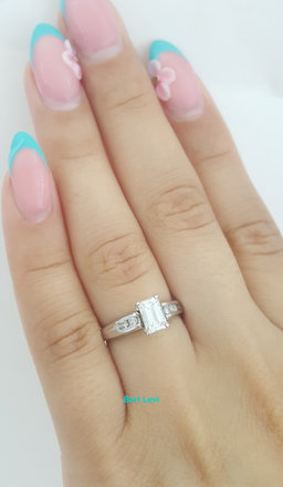 Emerald Cut Diamond 0.66 ct Engagement Ring 14K White Gold E/SI1 GIA