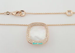 Roberto Coin Carnaby Street Diamond MOP Necklace 18K Rose Gold 0.3 ct 16-18"