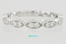 14K White Gold Half Circle Round Diamond Marquise Style Wedding Band 0.35 ct