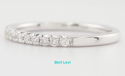 French Pave Round Diamond Wedding Band 0.26 ct 14k White Gold 1.8 mm
