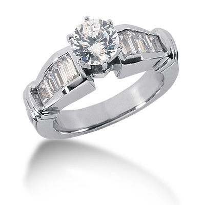 Ladies 14KT White Gold Platinum Fancy Engagement Set ENS744-A