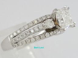 Radiant Cut Diamond Engagement Ring 1.6 ct 18K White Gold Retail $9,500 F / SI1