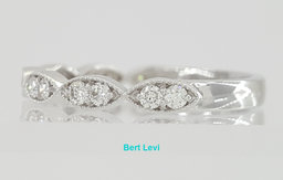14K White Gold Half Circle Round Diamond Marquise Style Wedding Band 0.35 ct