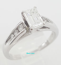 Emerald Cut Diamond 0.66 ct Engagement Ring 14K White Gold E/SI1 GIA