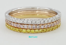 18k Tri-Color Gold Round White Pink & Yellow Diamond 1.6 ct Eternity Band Ring