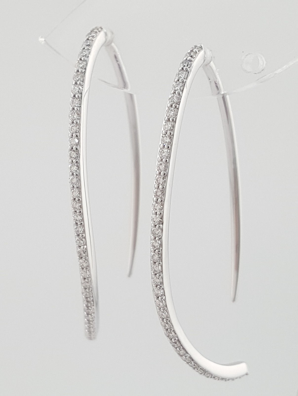 Diamond J Hook Drop Threader Earrings 0.65 ct 14K White Gold Retail $2,995