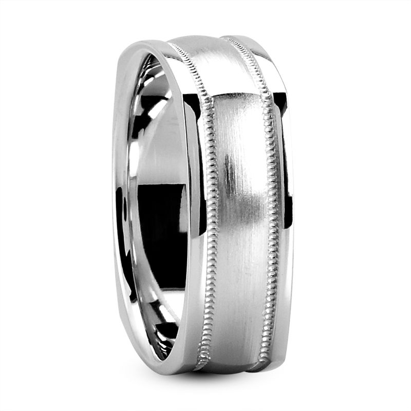 Mens 14KT White Gold Platinum Traditional Wedding Band MSQ459