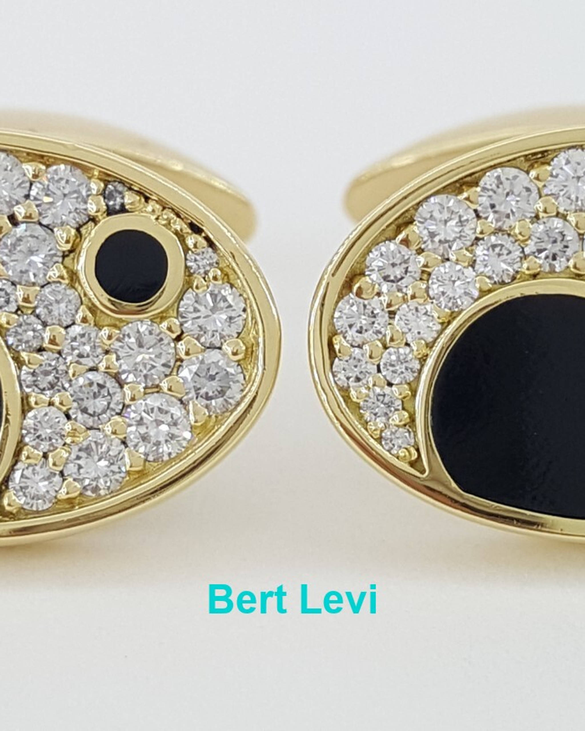 Bernard K Passman Black Coral Diamond 18k Yellow Gold Cufflinks 1.1 ct