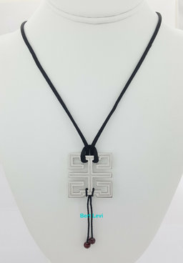 Cartier Le Baiser du Dragon 18K White Gold Ruby Necklace Large 2.25" Square 24"L