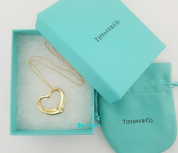 Tiffany & Co Elsa Peretti  Open Heart Pendant 18K Yellow Gold 18" 27.6mm