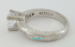 TACORI Hand Engraved Platinum Semi-Mount Engagement Ring 0.26 ct Retail $5,700