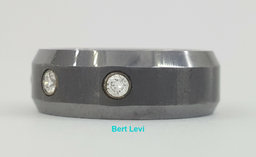 Benchmark CF97601TG 0.2 ct 3 Round Cut Diamond Beveled Edge Tungsten Band 7 mm
