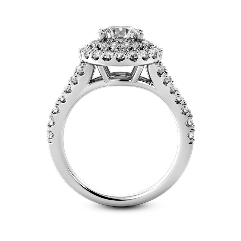 Thumbnail: Ladies 14KT White Gold Platinum Round Diamond Halo Engagement Ring ENR9378