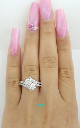 Bypass Crossover 2-Stone Round Diamond Engagement Ring 1.3 ct 14K White Gold