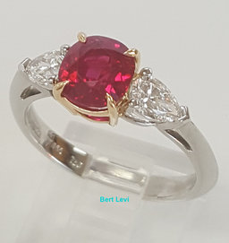 Tiffany & Co Burma No Heat Ruby Diamond Ring 2.6 ct Plat 18k