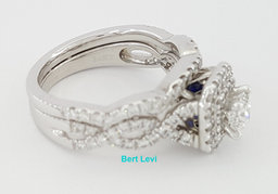 Vera Wang Love 1.33 ct Princess Diamond Double Halo Engagement Ring LEO Band Set