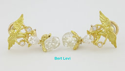 Vintage Julius Cohen 4.37 ct Briolette Diamond 18k Angel Drop Ear-Clip Earrings