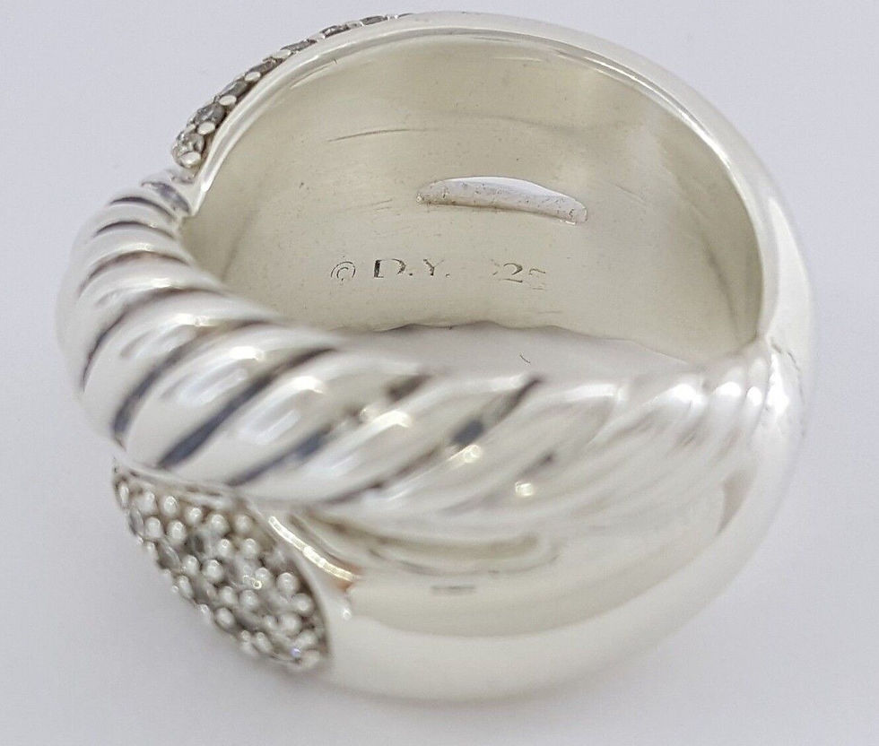 Thumbnail: David Yurman 925 Sterling Silver 0.6 ct Diamond Crossover X Band / Ring 12 mm