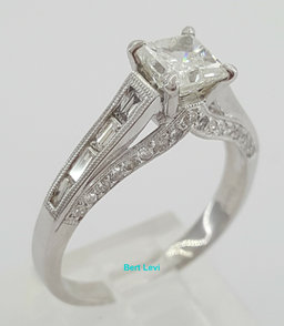 Princess Diamond Engagement Ring 1.67 ct 14K White Gold H/SI2 Retail $9,395