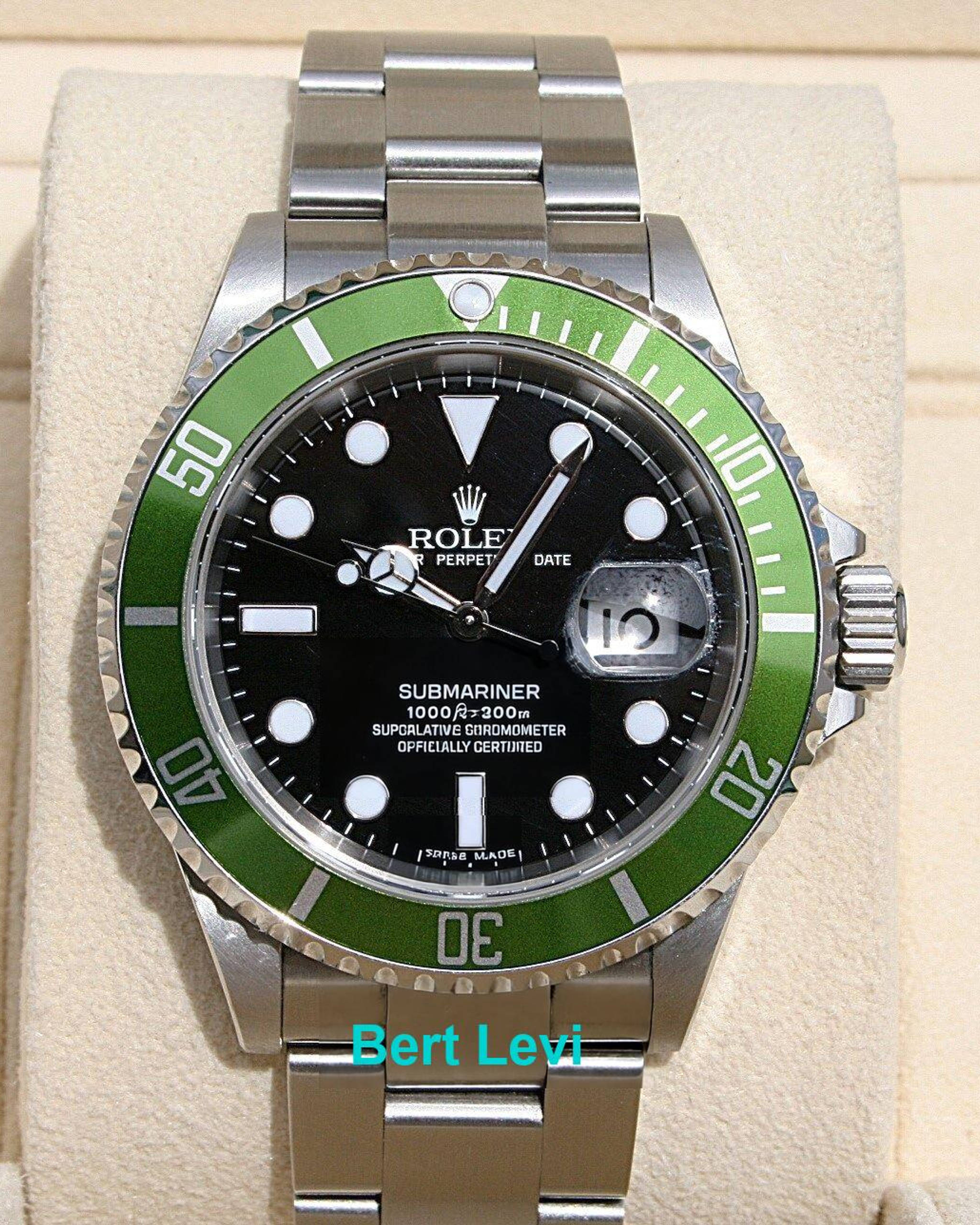 ROLEX 16610LV GREEN SUBMARINER ANNIVERSARY SUB LV