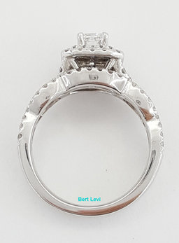 Vera Wang Love 1.33 ct Princess Diamond Double Halo Engagement Ring LEO Band Set