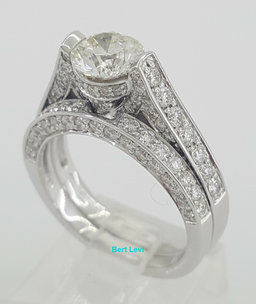 Hearts & Arrows Round Cut Diamond Engagement Wedding Ring Set 2.35 ct Rtl $13.5k