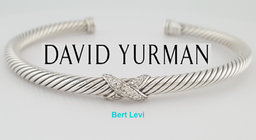 David Yurman X Classic Diamond Cable Station Bracelet Silver 16.3 Grams Rtl $895