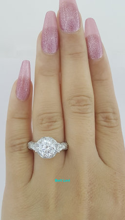 Three-Stone Trillion Diamond Semi-Mount Engagement Ring Platinum CZ & 0.75 ct