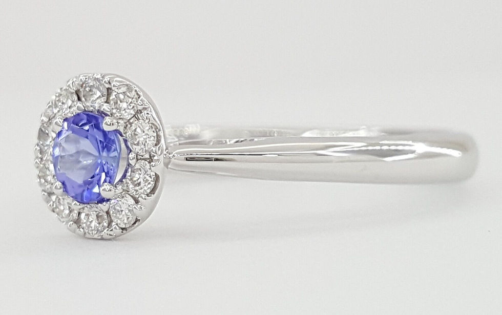 Thumbnail: Round Tanzanite & Diamond Halo Engagement Anniversary Ring 0.36ct 18k White Gold