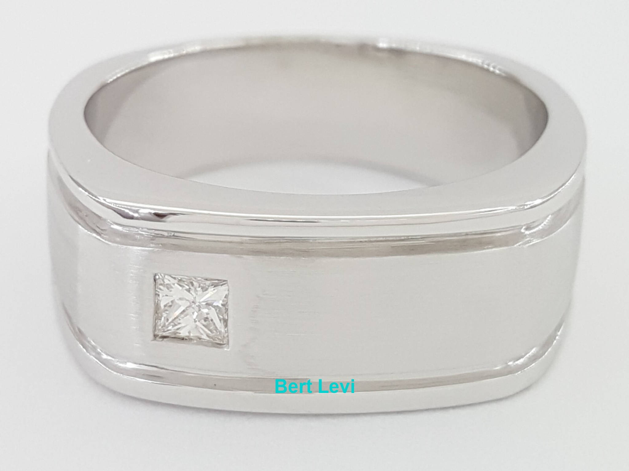 Princess Diamond Men's Wedding Band Ring 0.15 ct 14K White Gold 9 mm 11.7 Grams2