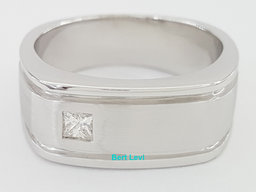 Princess Diamond Men's Wedding Band Ring 0.15 ct 14K White Gold 9 mm 11.7 Grams2
