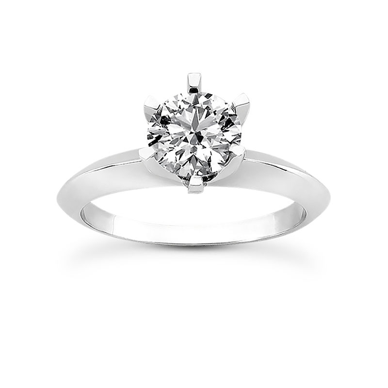 Ladies 14KT White Gold Platinum Round Diamond Solitaire Engagement Set ENS1325-A