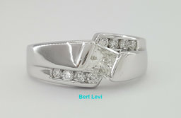 14K White Gold 0.76ct Princess Brilliant Cut Diamond Channel Set Engagement Ring