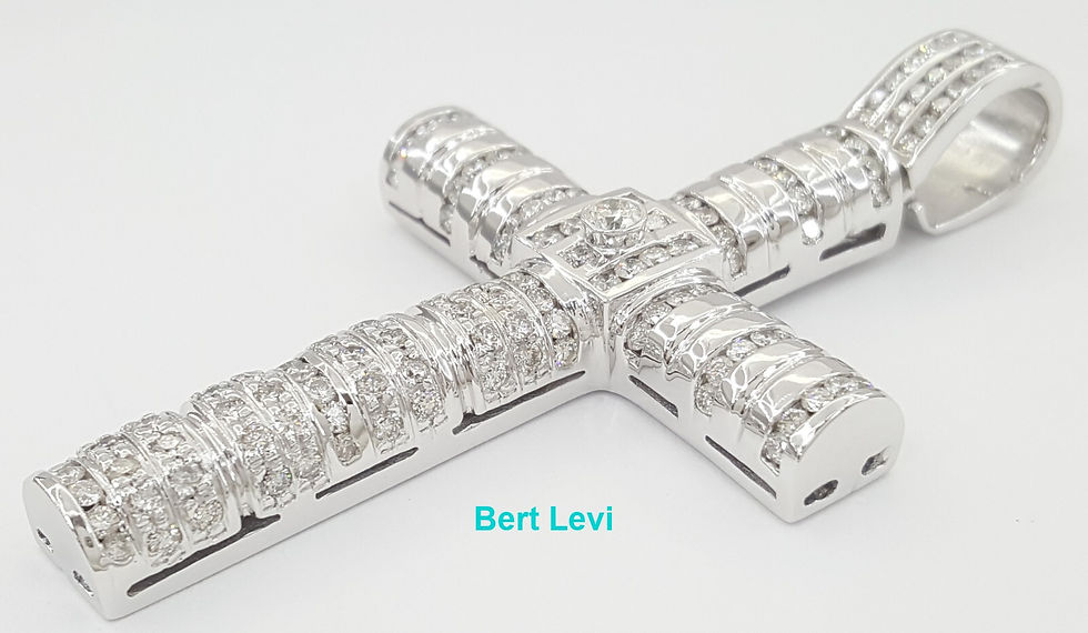 Thumbnail: Round Diamond Cross Pendant 14k White Gold  3 ct 2.82" 29.6 Grams Rtl $8,500