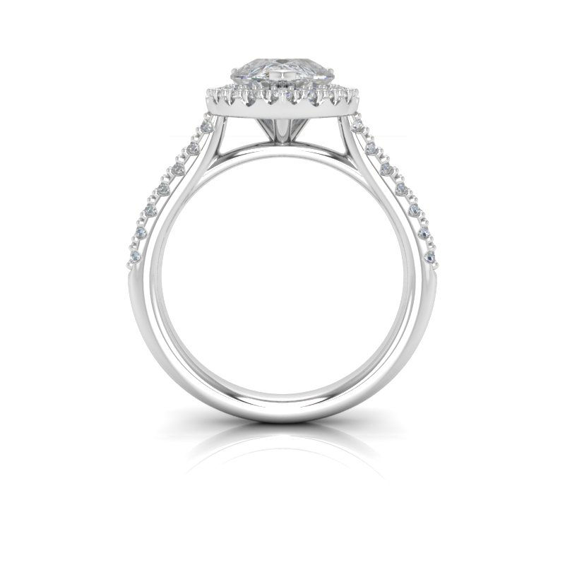 Thumbnail: Ladies 14KT White Gold Platinum Pear Diamond Halo Engagement Ring ENR9351-7x5