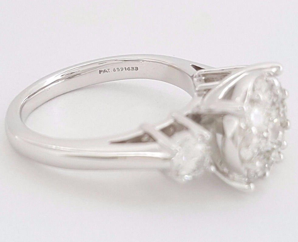 Thumbnail: 1 ct 14k White Gold Round Brilliant Diamond Cluster Halo Engagement Ring 
