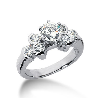 Ladies 14KT White Gold Platinum Fancy Engagement Ring ENR285