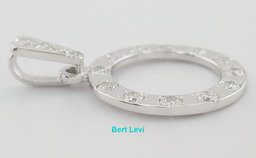 Vintage Round Diamond Circle Pendant 1.38" 2 ct 14K White Gold