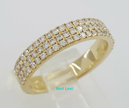 0.57 ct 3 Three Row Diamond Pave Half Circle Wedding Anniv. Ring 14k Gold Sz 6