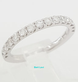 Half Circle Round Diamond Shared Prong Wedding Band 0.5 ct 14k White Gold 2.2 mm