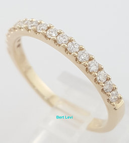 Half Circle Round Diamond Shared Prong Wedding Band 0.25 ct 14k Gold 2.2 mm