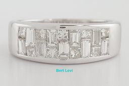 Invisible Set Princess Baguette Diamond Wedding Band Ring 1.35 ct 18k Gold