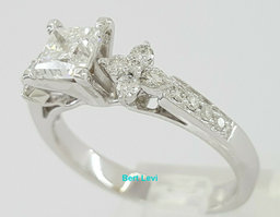 Princess Cut Diamond Engagement Ring 1.30 ct 18K White Gold D/VS2 Rtl $10,000